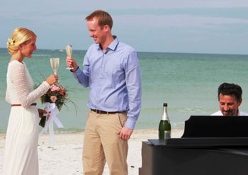 Anna Maria Island Beach Wedding with a grand piano on the beach